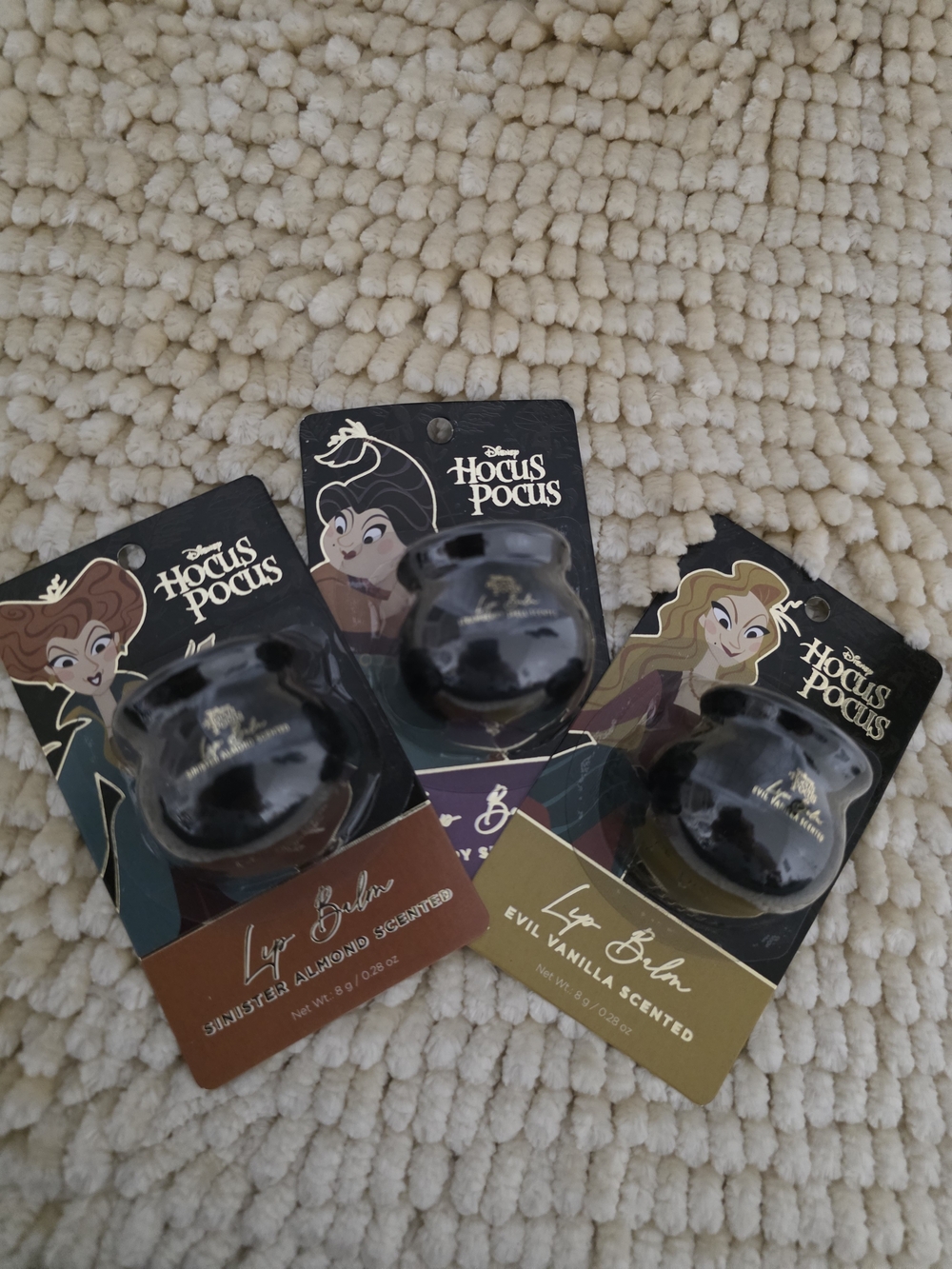 Disney Hocus Pocus Lip Balm Trio — Black & Gold Cauldron Packaging